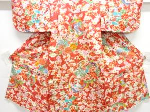 アンティーク　鳳凰に花丸文様着物